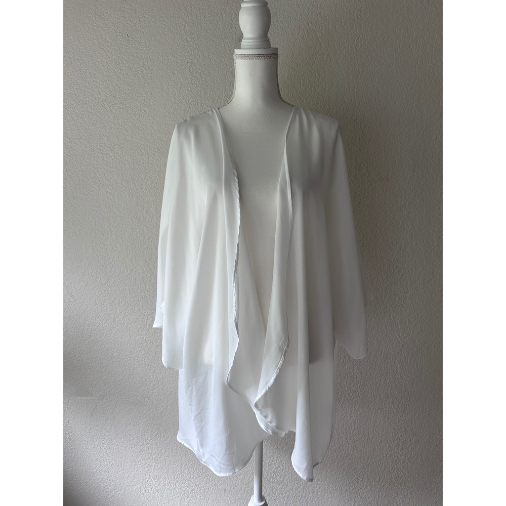White Open Front Chiffon Wrap Cardigan Cover Up Oversized 5XL